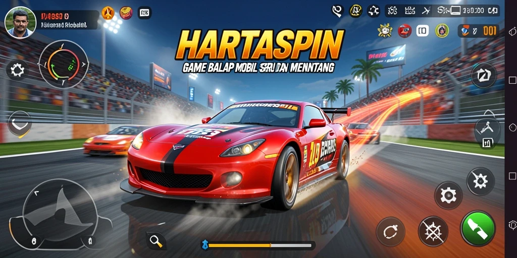 Tangkapan layar gameplay balap seru di HARTASPIN.