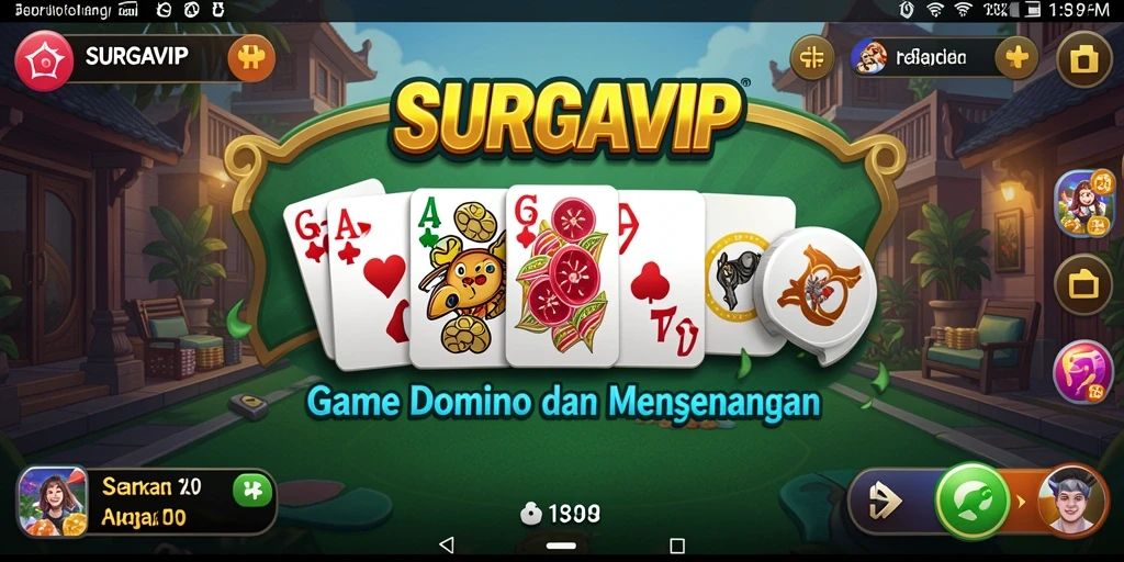 Screenshot gameplay SURGAVIP yang menunjukkan keseruan bermain Domino.